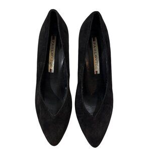 Paolo Vico vintage black suede heels pointy toes 6.5